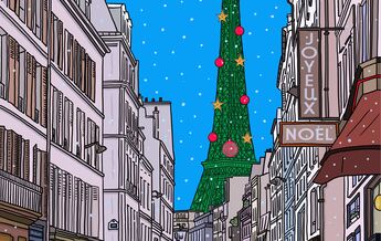 La Tour Eiffel à Noël avec la Rue
